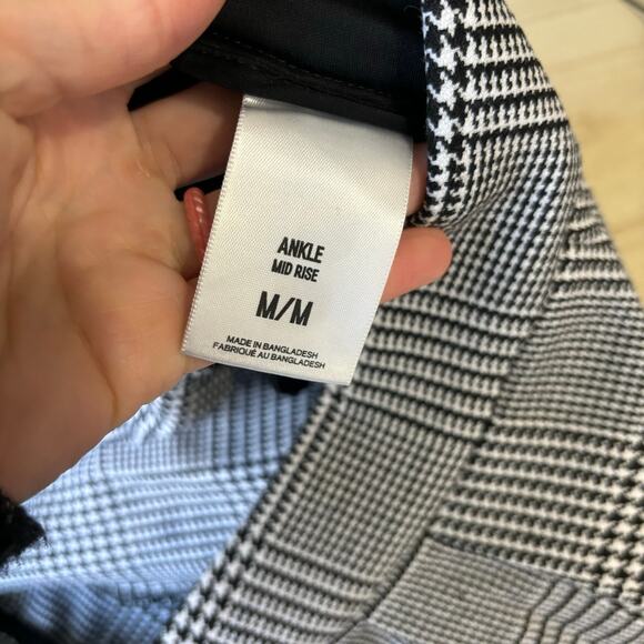 Express Pants Women Medium Black White Houndstooth Plaid Pleated Trouser Ankle - Picture 10 of 11